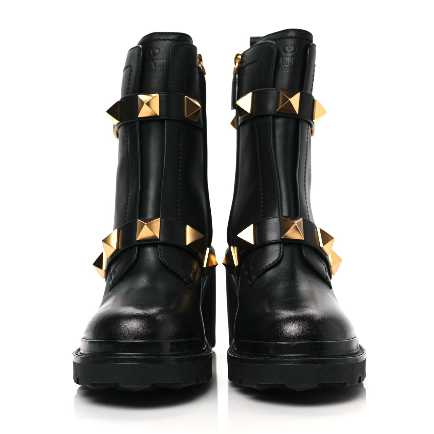 Valentino Garavani Calfskin Roman Stud 20/85mm Combat Boots 40.5 Black 2 of 8
