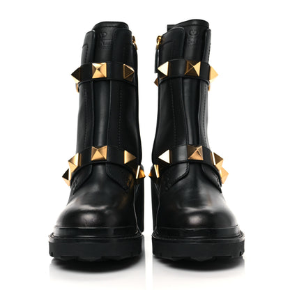 Valentino Garavani Calfskin Roman Stud 20/85mm Combat Boots 40.5 Black 2 of 8