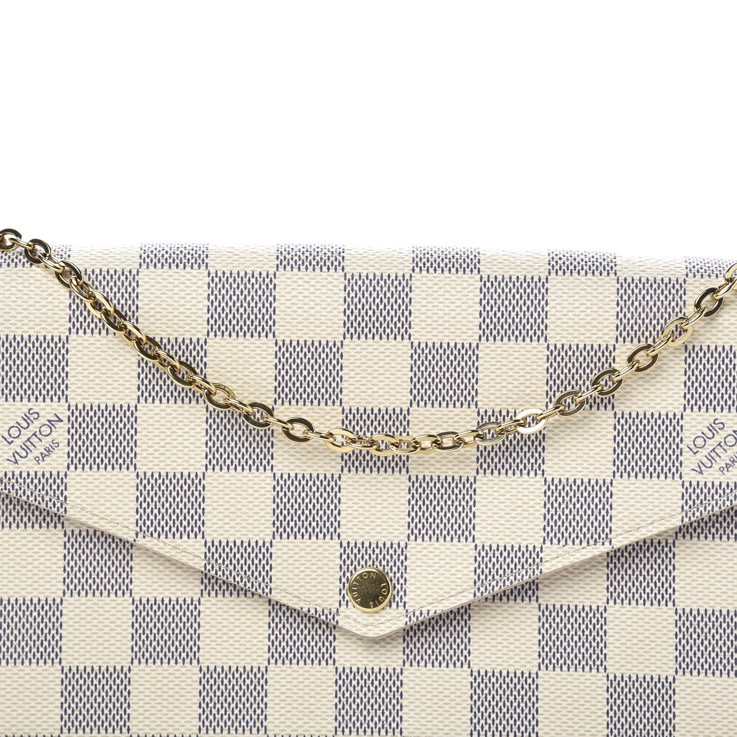 Louis Vuitton Damier Azur Pochette Felicie Chain Wallet Rose Ballerine 10 of 11