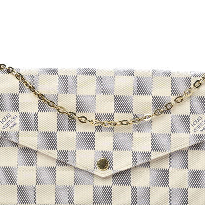 Louis Vuitton Damier Azur Pochette Felicie Chain Wallet Rose Ballerine 10 of 11