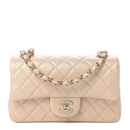 Chanel Iridescent Calfskin Quilted Mini Rectangular Flap Beige 1 of 11