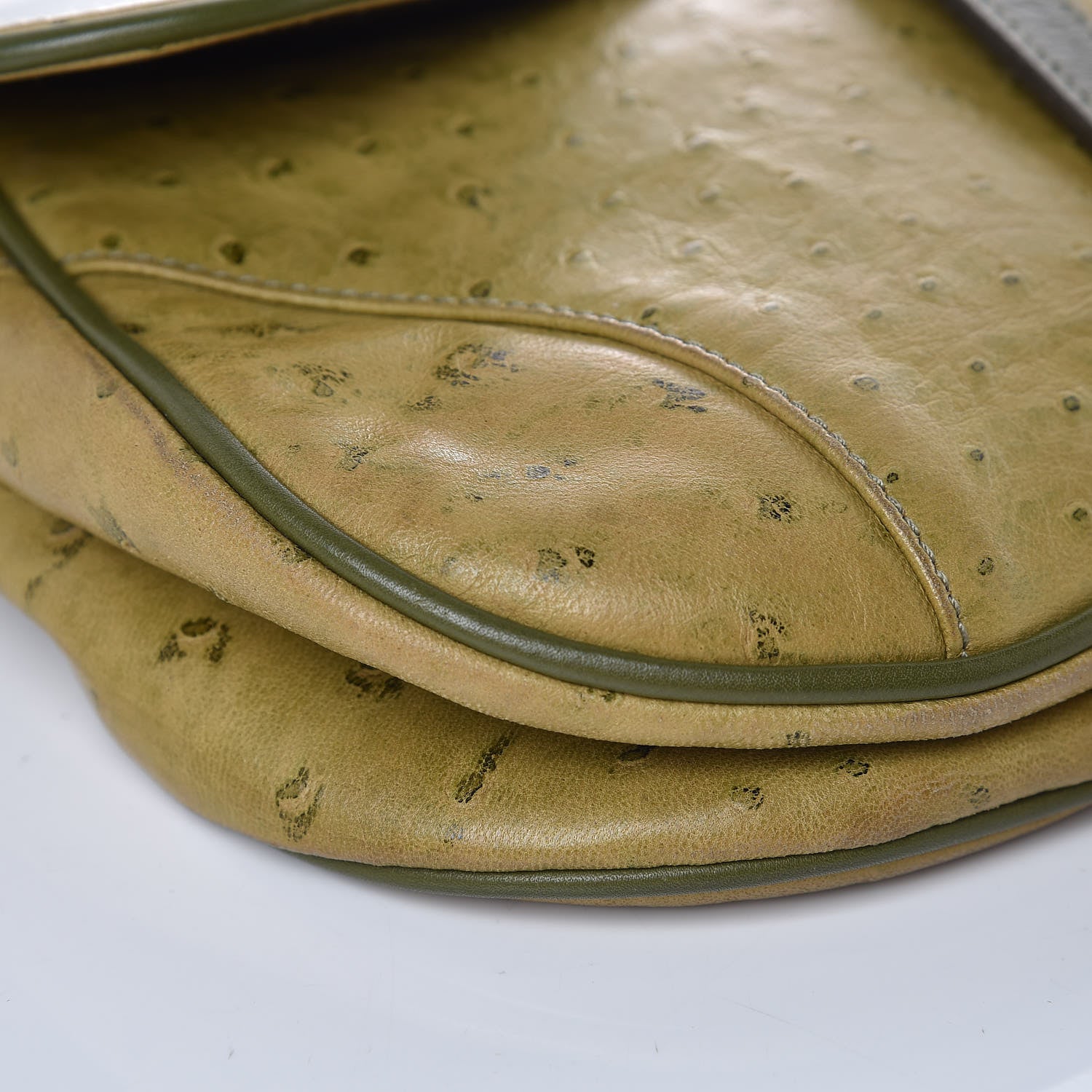 Christian Dior Ostrich Double Saddle Bag Green 11 of 15