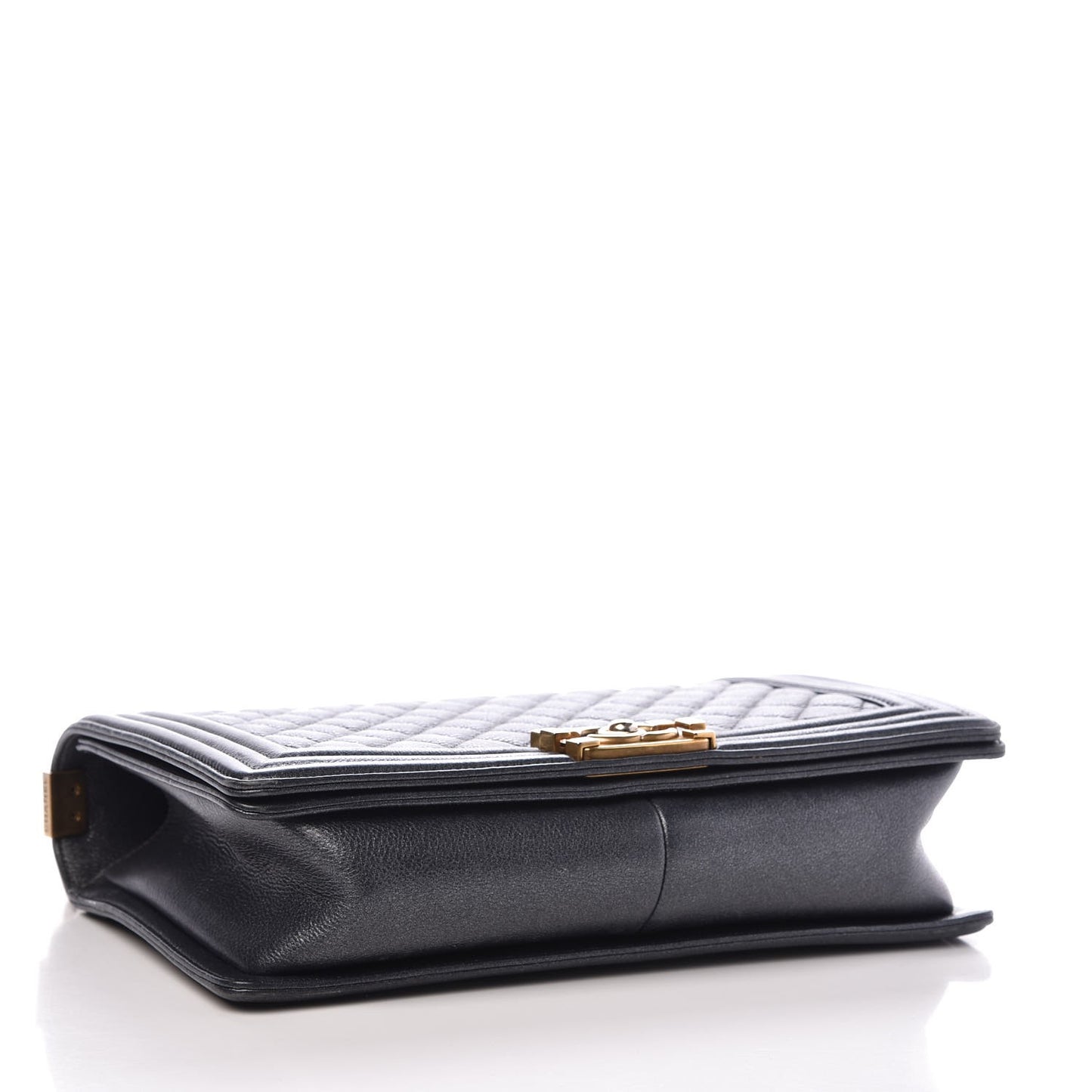 Metallic Calfskin Quilted New Medium Boy Flap Dark Grey