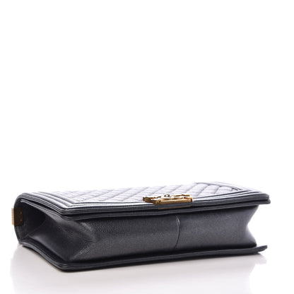 Chanel Metallic Calfskin Quilted New Medium Boy Flap Dark Grey 4 of 8
