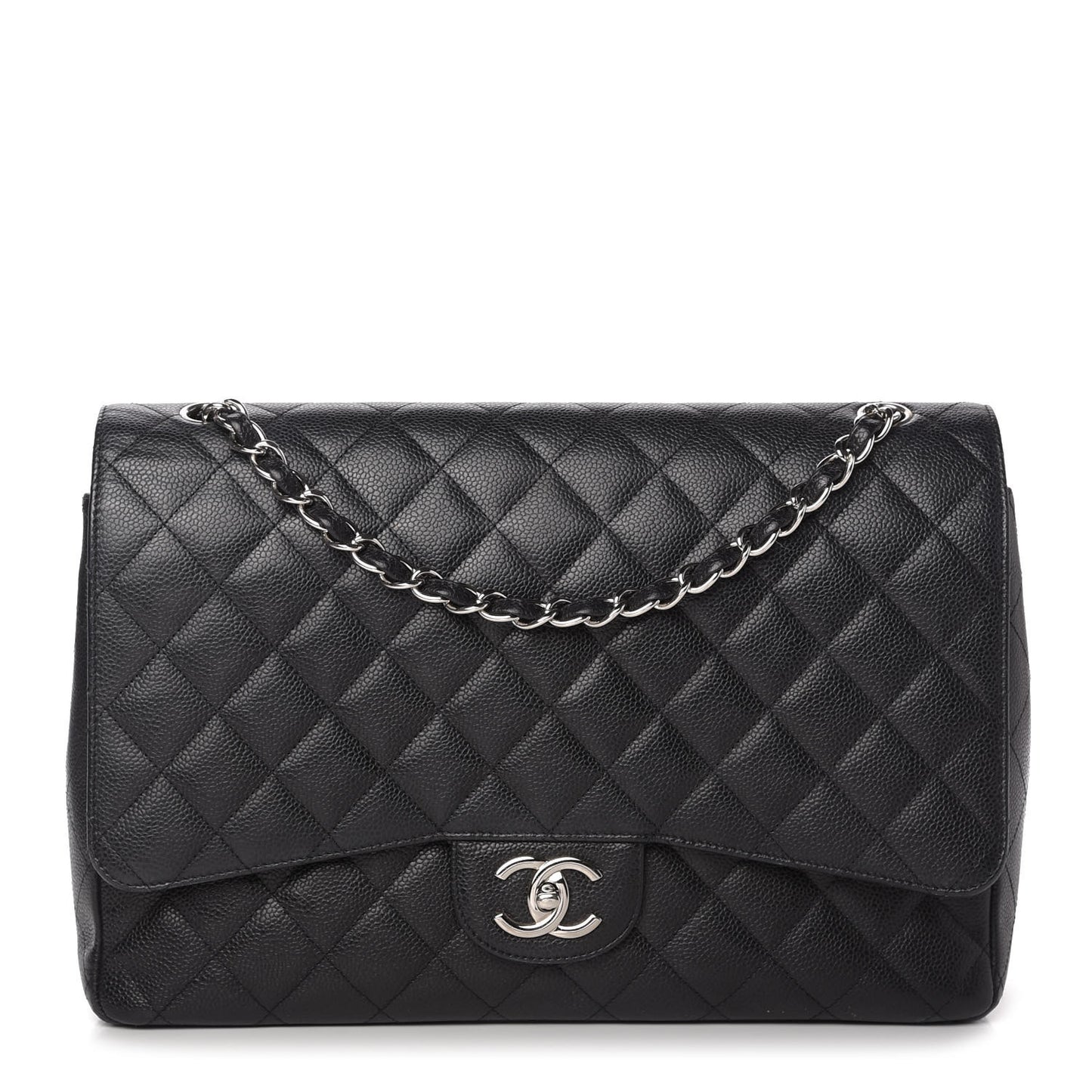 Caviar Quilted Maxi Double Flap Black