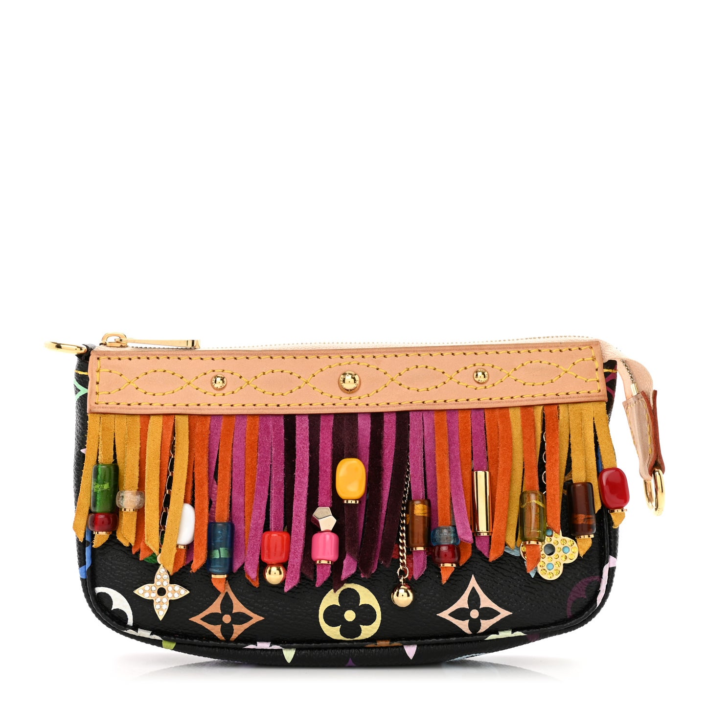Monogram Multicolor Fringe Pochette Accessories Black