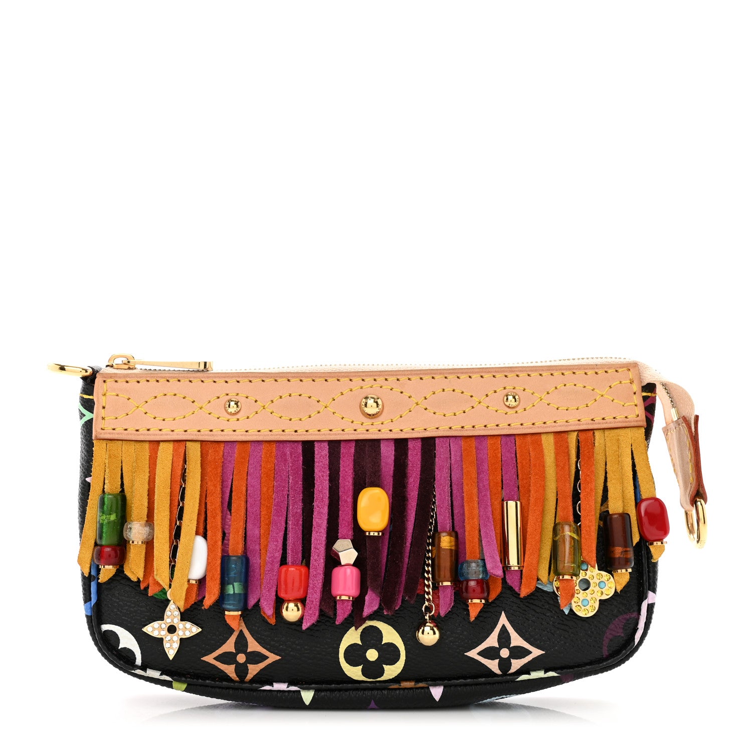 Louis Vuitton Monogram Multicolor Fringe Pochette Accessories Black 1 of 6