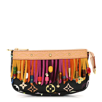 Louis Vuitton Monogram Multicolor Fringe Pochette Accessories Black 1 of 6