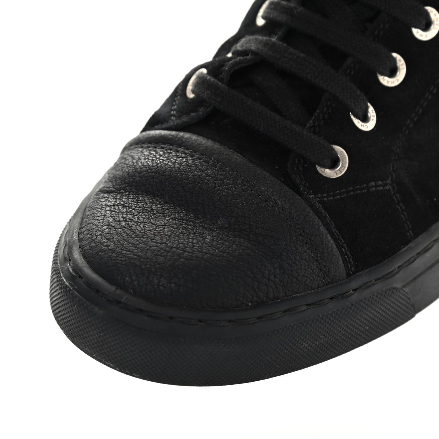 Suede Calfskin Goatskin Tweed High Top Sneakers 37 Black