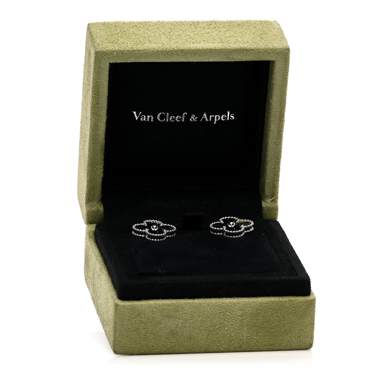 Van Cleef & Arpels 18K White Gold Guilloche Vintage Alhambra Earrings 5 of 5