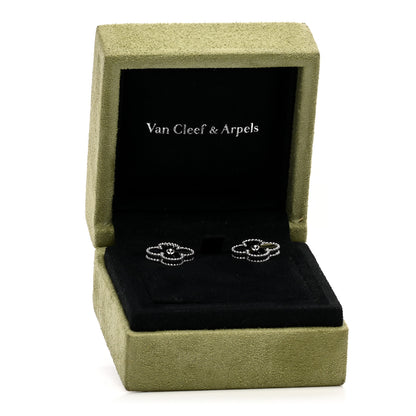 Van Cleef & Arpels 18K White Gold Guilloche Vintage Alhambra Earrings 5 of 5
