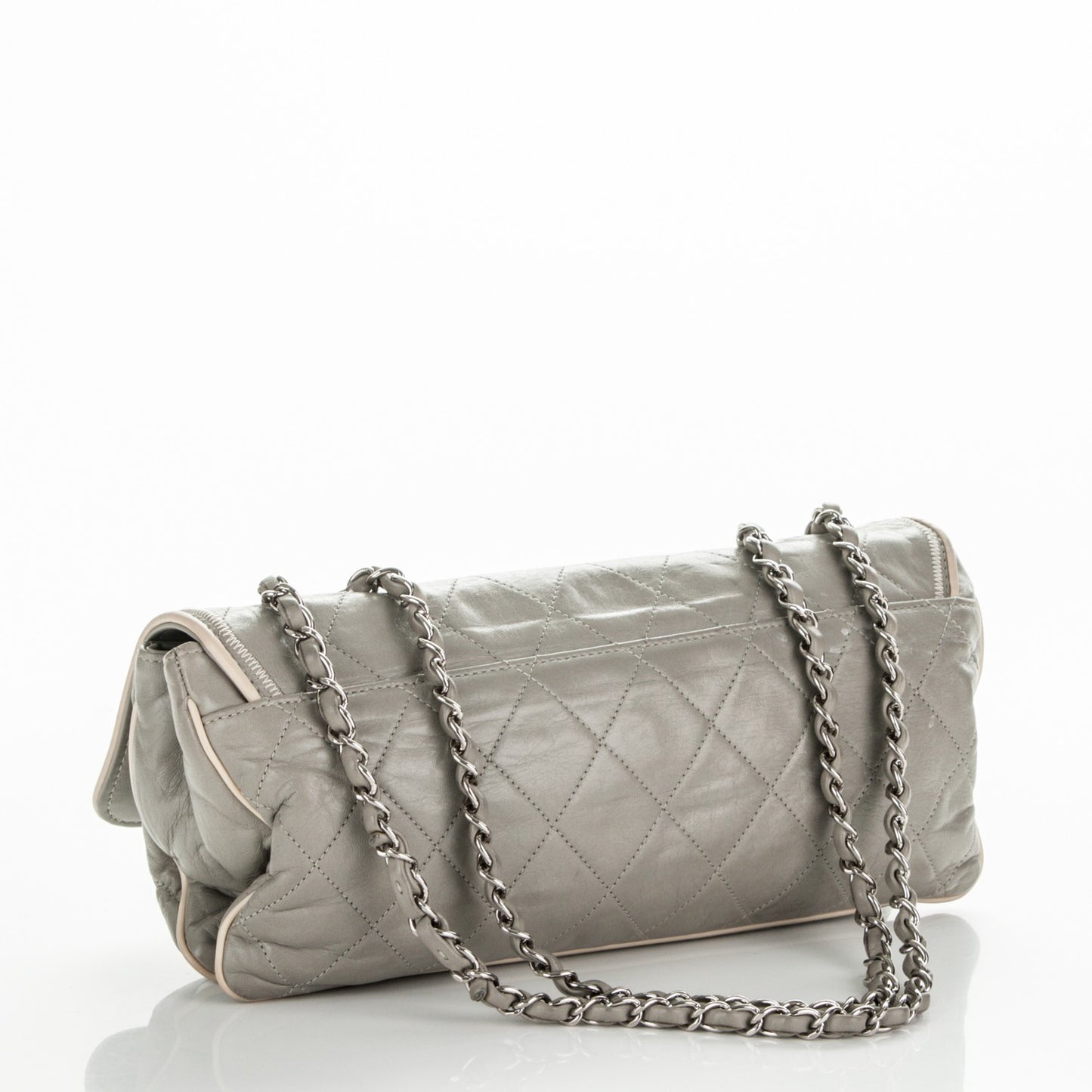 Lambskin East West Mademoiselle Flap Grey