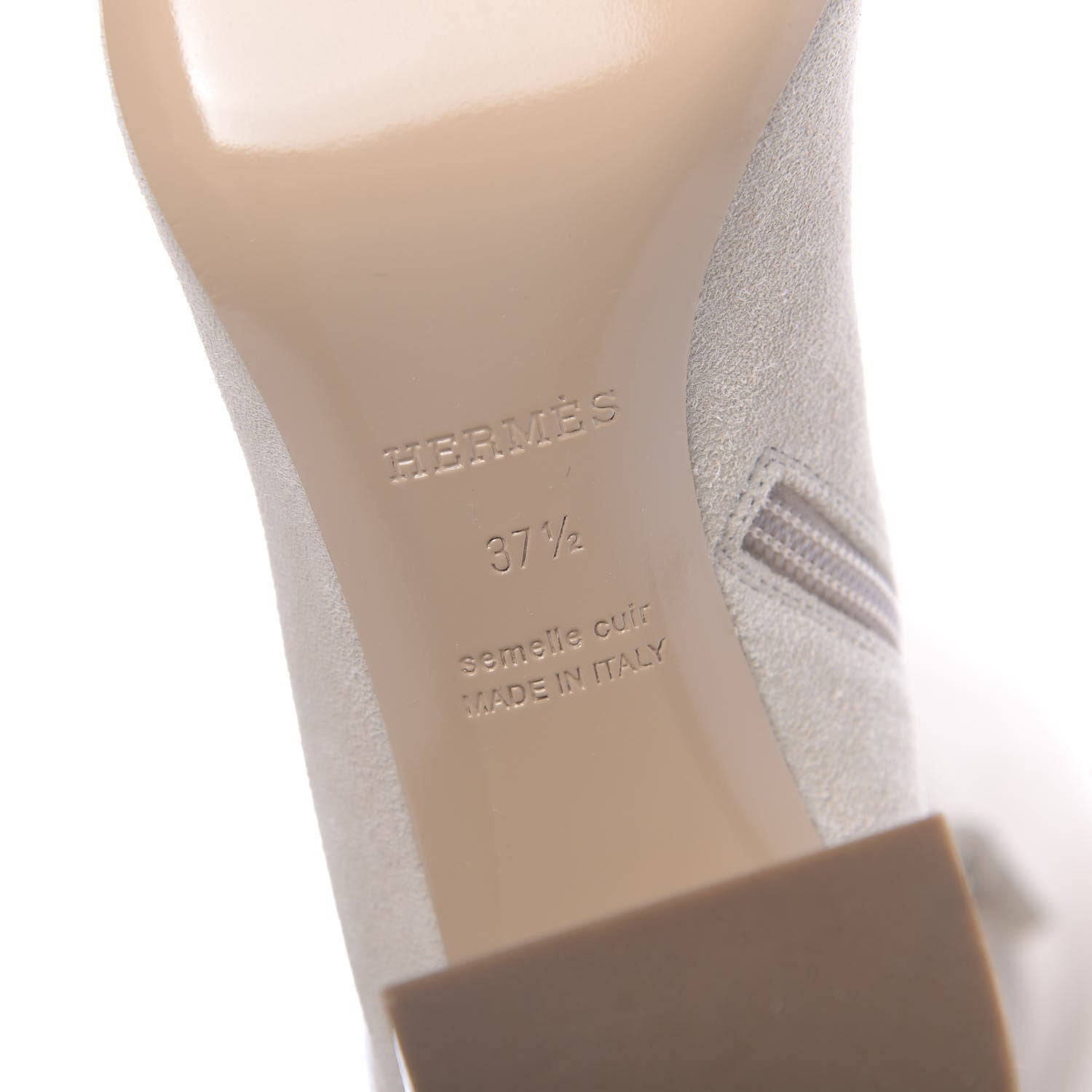 Hermes Suede Goatskin Over The Knee Boots 37.5 White 6 of 7
