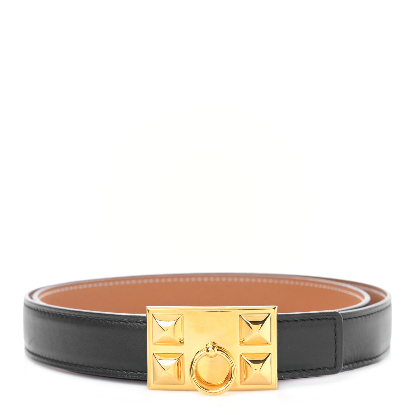 Swift Epsom 24mm Collier De Chien Belt 85/34 Black Gold