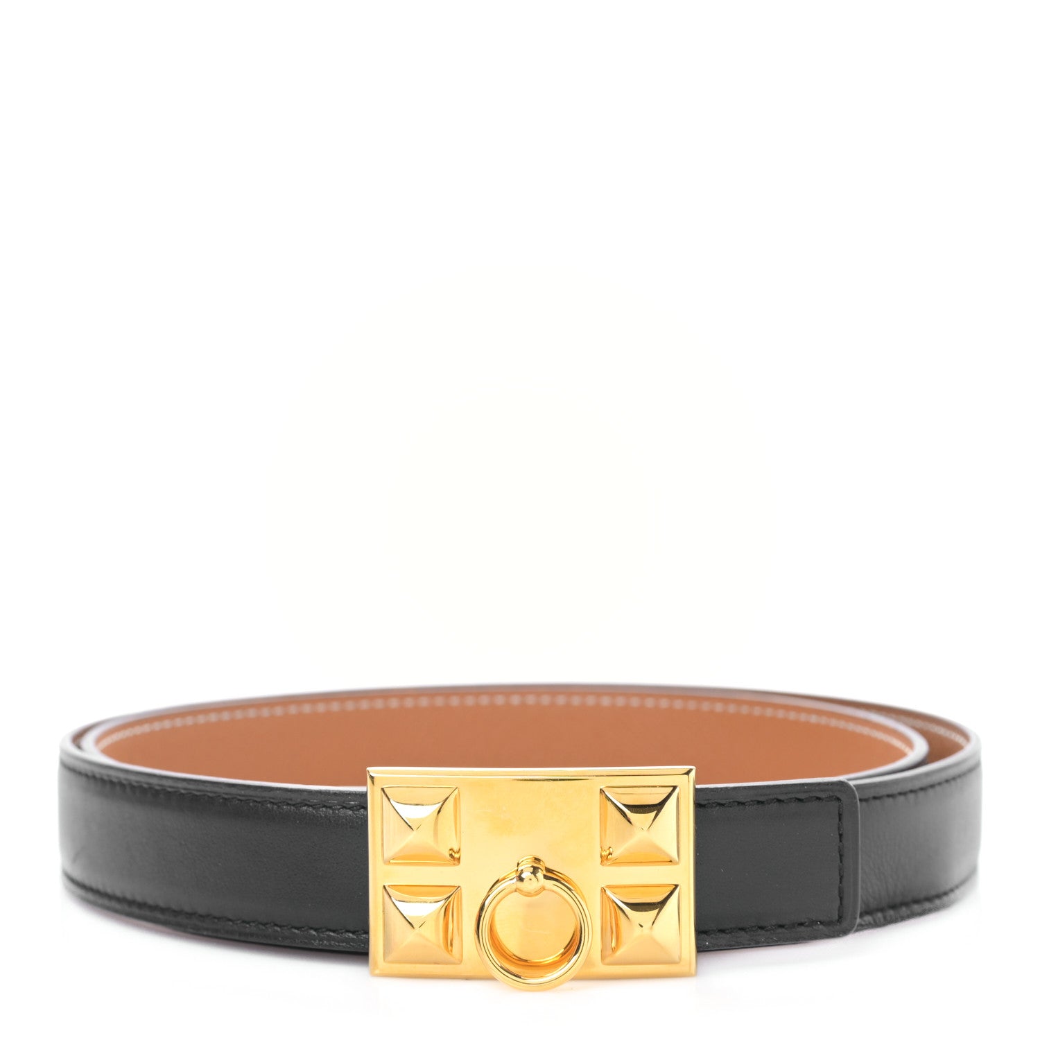 Hermes Swift Epsom 24mm Collier De Chien Belt 85/34 Black Gold 1 of 4
