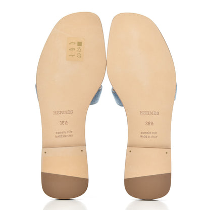 Hermes Denim Canvas Oran Sandals 36.5 Bleu Clair 5 of 9