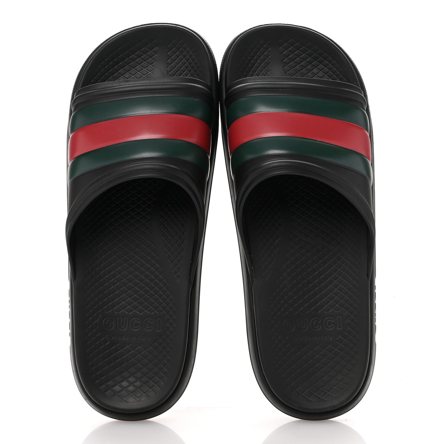 Rubber Web Mens Slide Sandals 9 Black Green Red