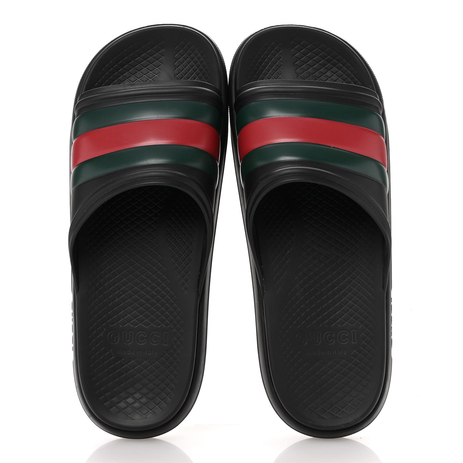 Gucci Rubber Web Mens Slide Sandals 9 Black Green Red 2 of 9