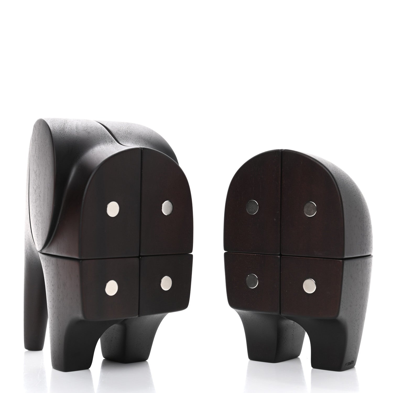 Hermes Mahogany Wood Magnetic Elephant Lao Paperweight Acajou Ebenise 2 of 4