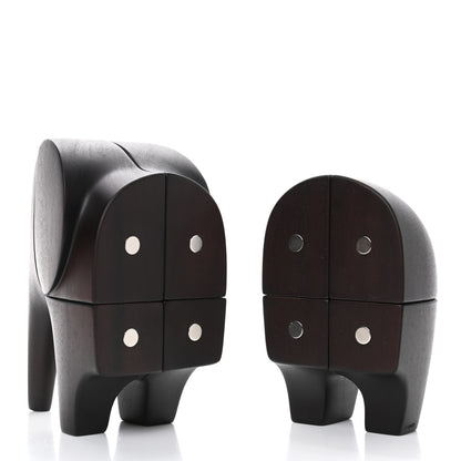 Hermes Mahogany Wood Magnetic Elephant Lao Paperweight Acajou Ebenise 2 of 4