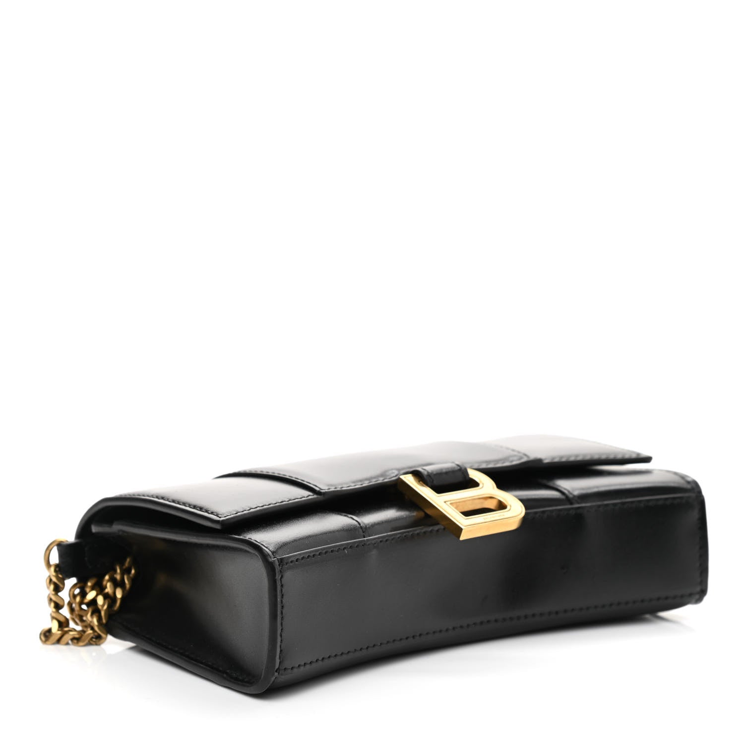 Balenciaga Shiny Box Calfskin Hourglass Chain Bag Black 4 of 10