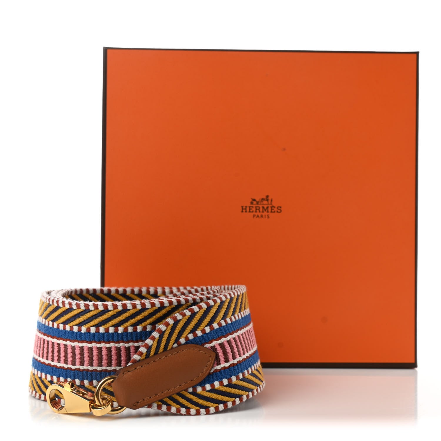 Hermes Toile Swift 50mm Sangle Cavale Shoulder Strap Ambre Rose D'Ete Gold 6 of 6