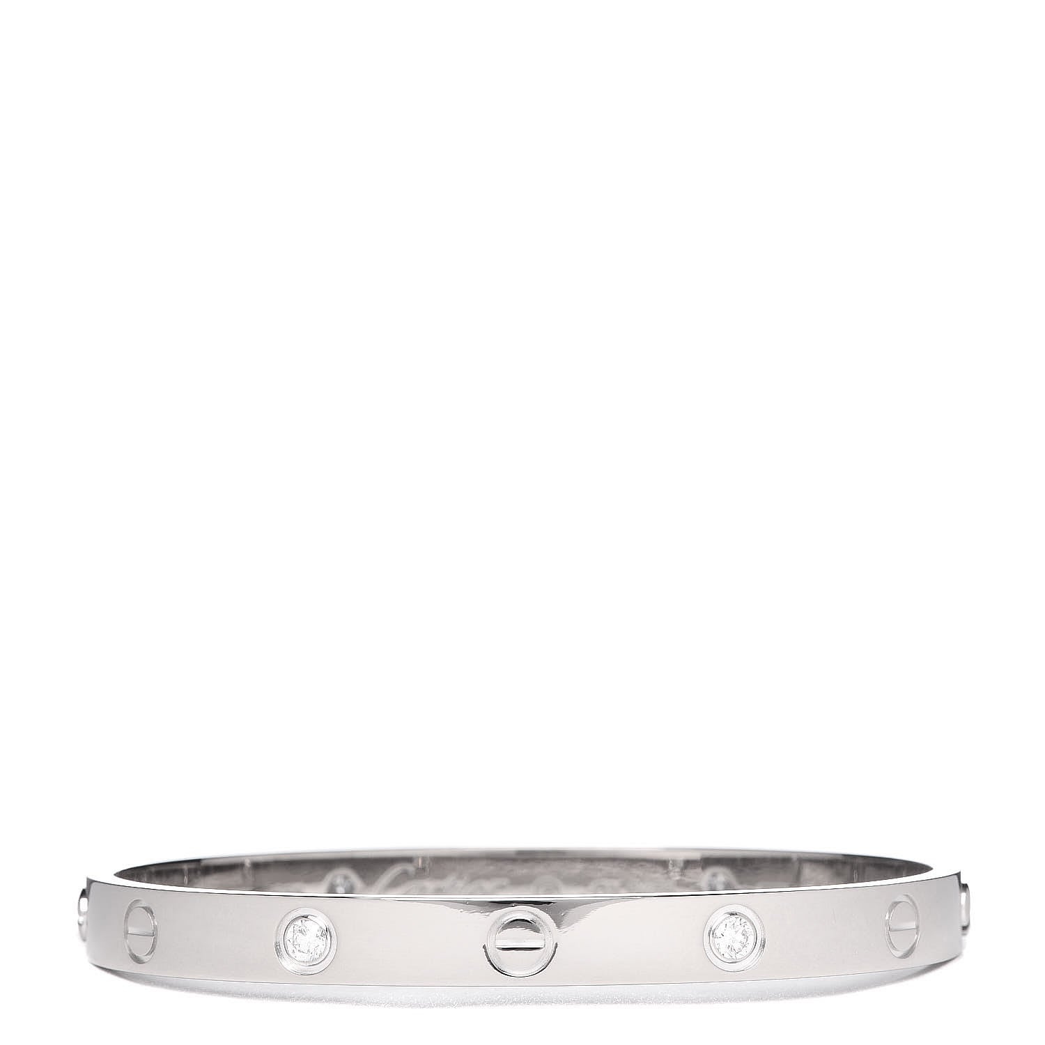 Cartier 18K White Gold 4 Diamond LOVE Bracelet 17 1 of 6