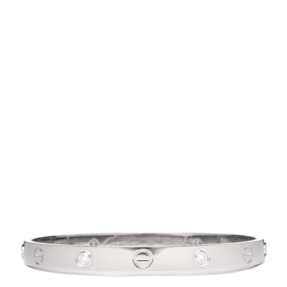 Cartier 18K White Gold 4 Diamond LOVE Bracelet 17 1 of 6