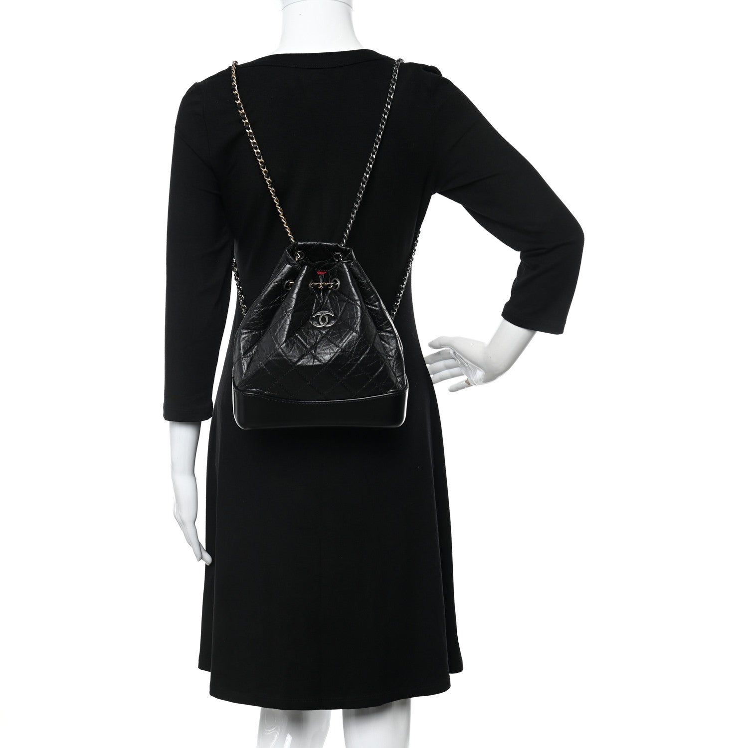 Chanel Aged Calfskin Quilted Small Gabrielle Backpack Black 2 of 9