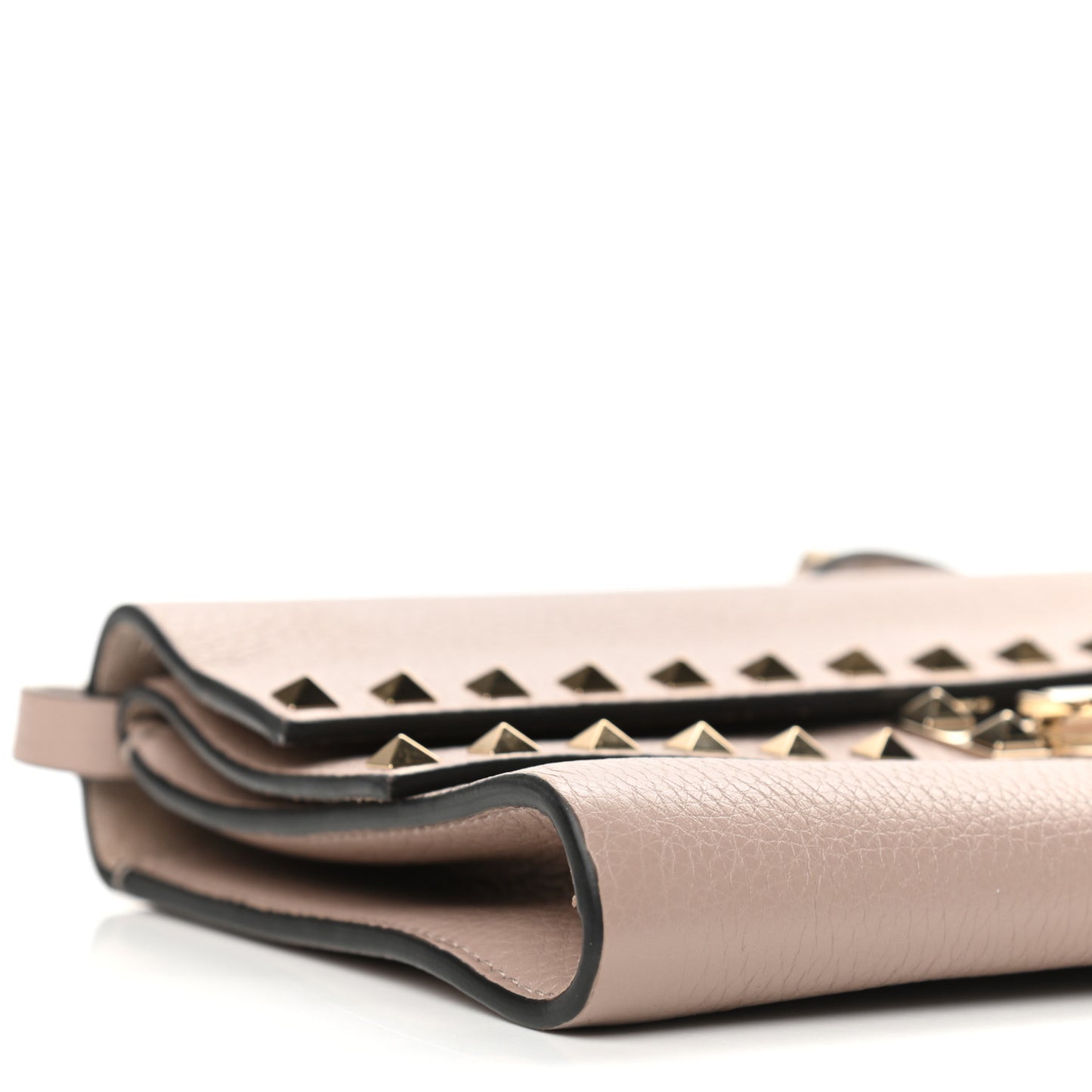 Grainy Calfskin Rockstud Double Flap Crossbody Bag Poudre