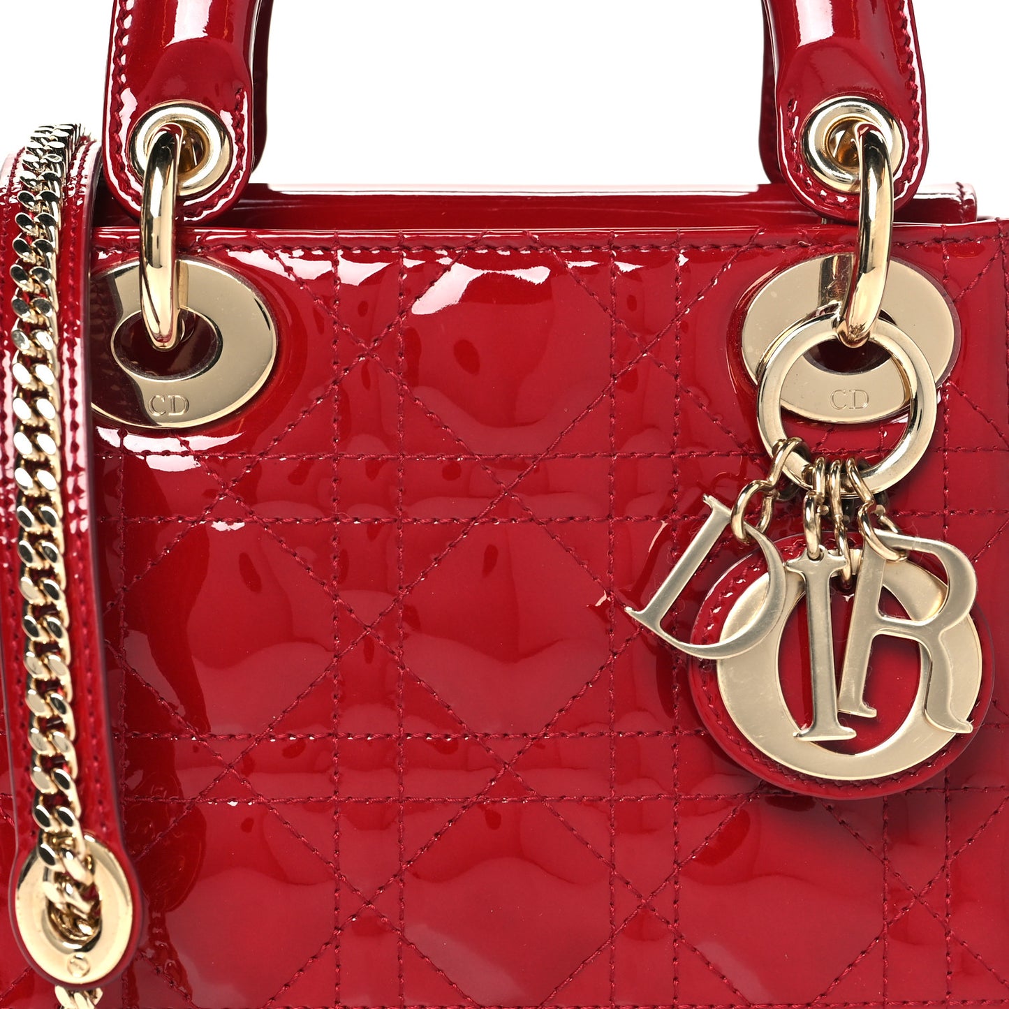 Patent Cannage Mini Lady Dior Red