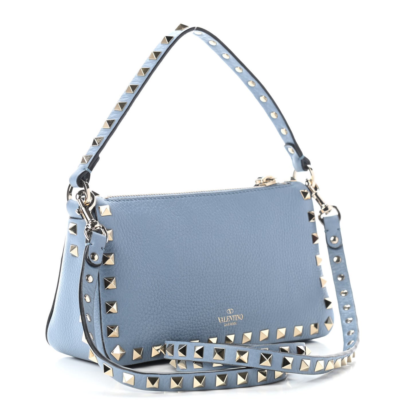 Pebbled Calfskin Small Rockstud Flip Lock Shoulder Bag Niagara