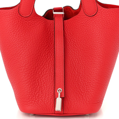 Hermes Taurillon Clemence Picotin Lock 18 Rouge Casaque 8 of 11