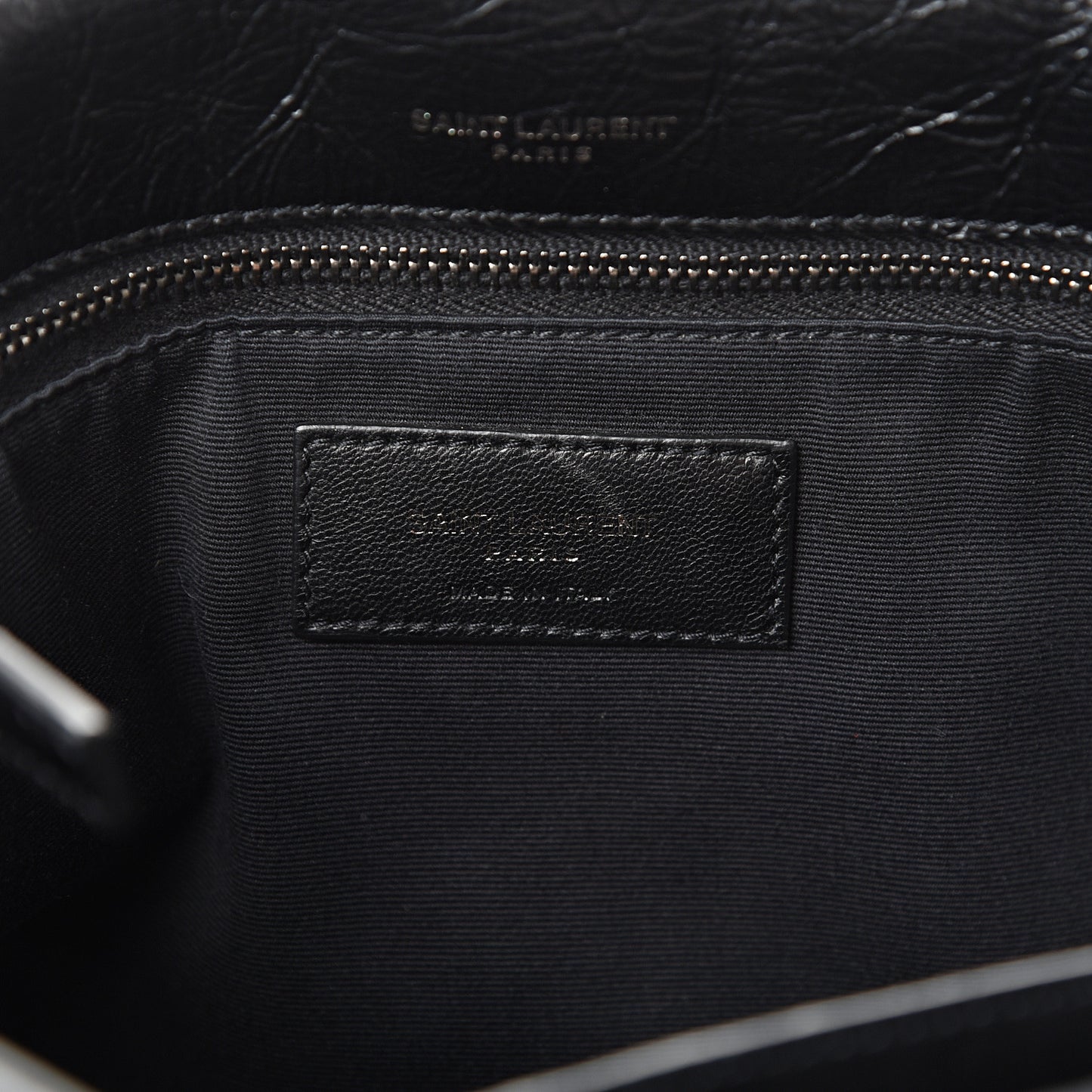 Crinkled Calfskin Matelasse Monogram Medium Niki Chain Satchel Black