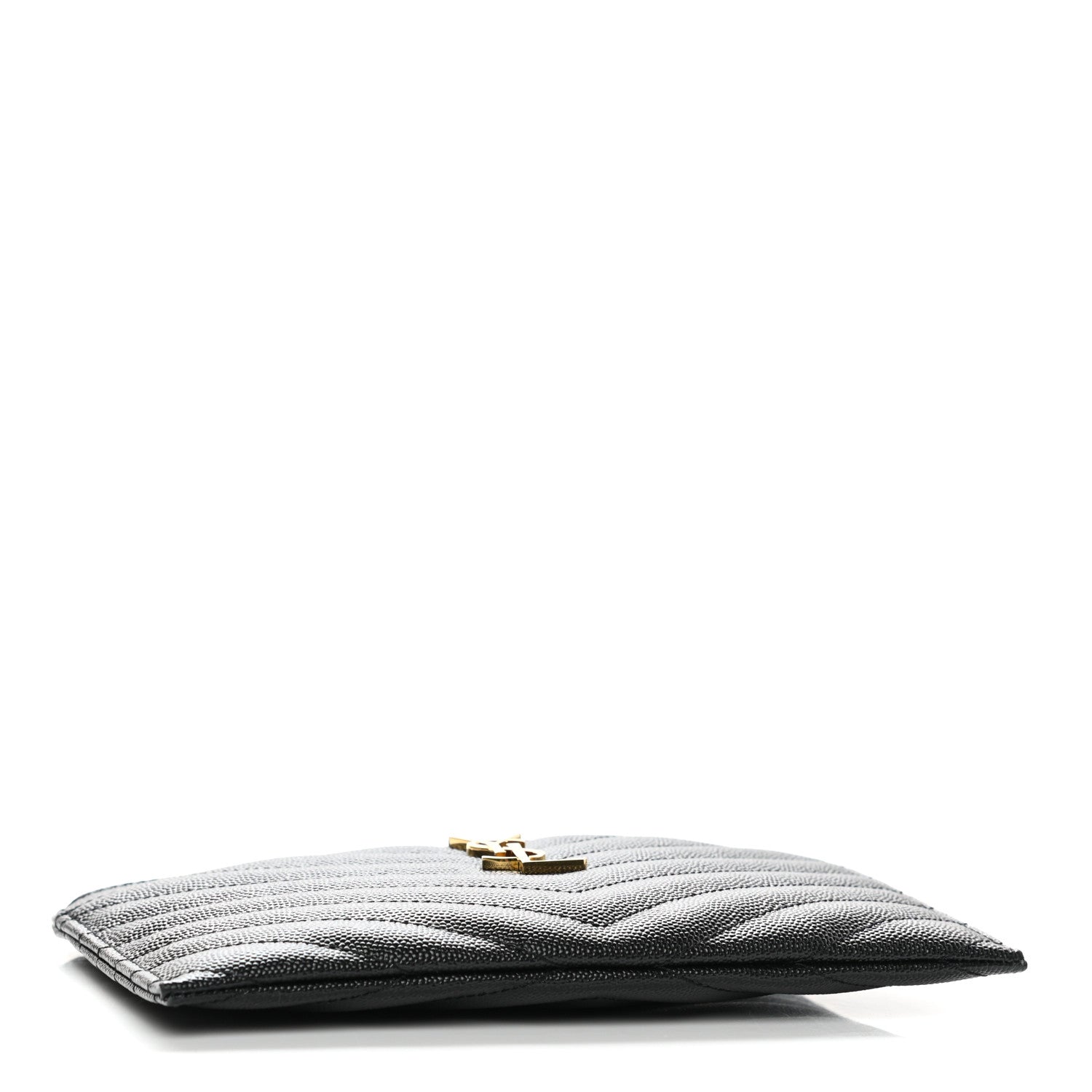 Saint Laurent Grain De Poudre Chevron Monogram Bill Pouch Black 4 of 7