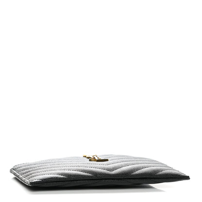 Saint Laurent Grain De Poudre Chevron Monogram Bill Pouch Black 4 of 7