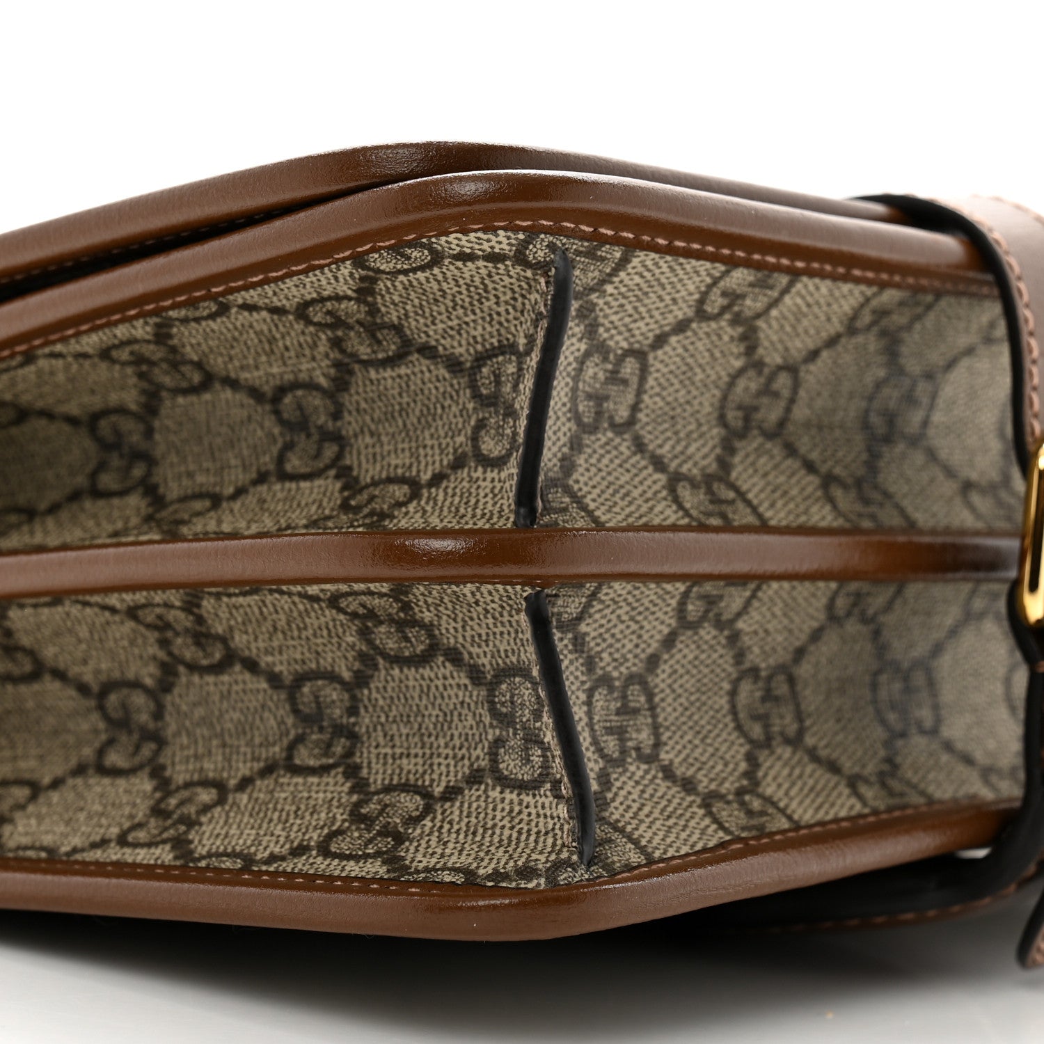 Gucci GG Supreme Monogram Azalea Calfskin Mini Retro Interlocking G Flap Shoulder Bag  Beige Ebony Brown Sugar 9 of 10