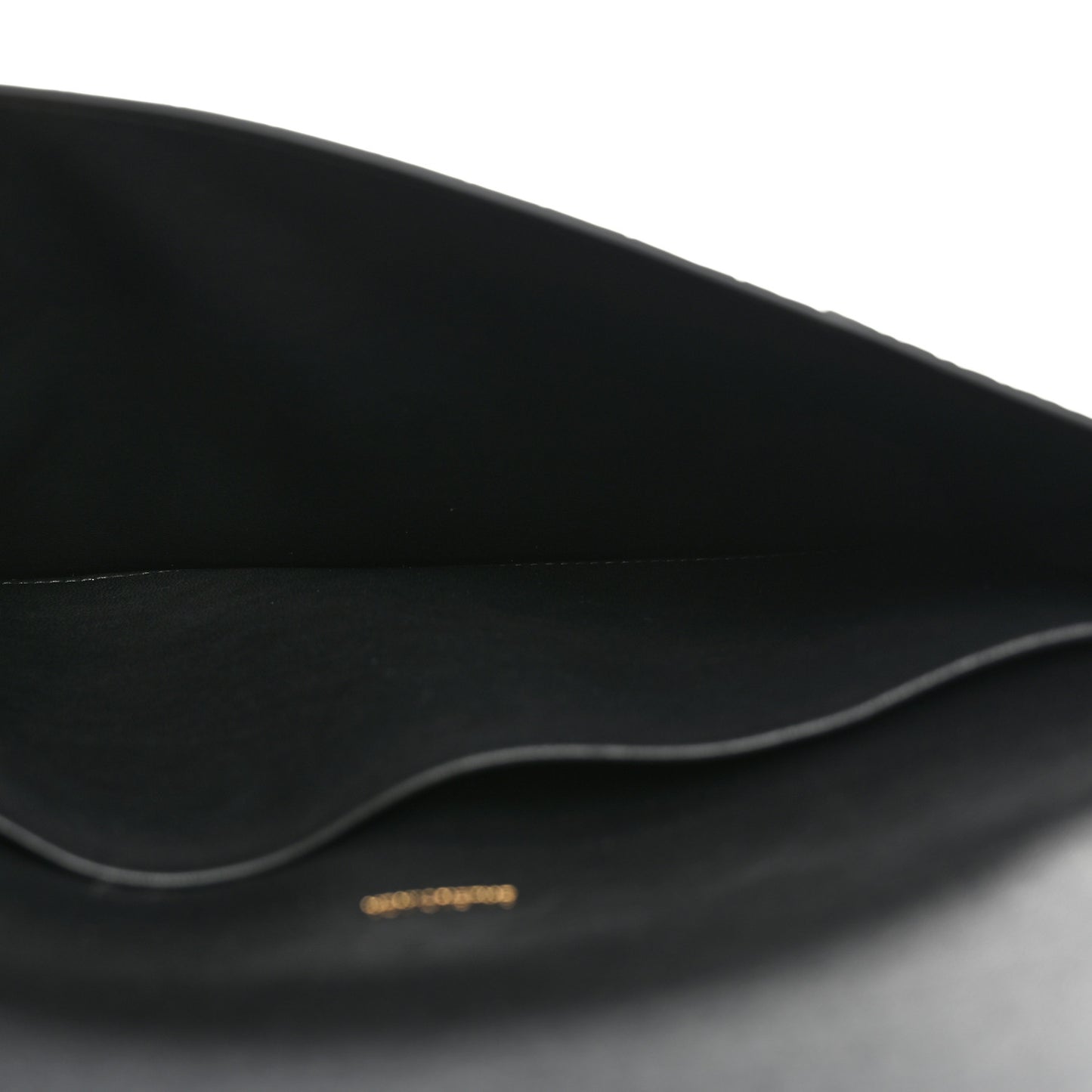 Shiny Calfskin Crocodile Embossed Hourglass Flap Flat Pouch Black