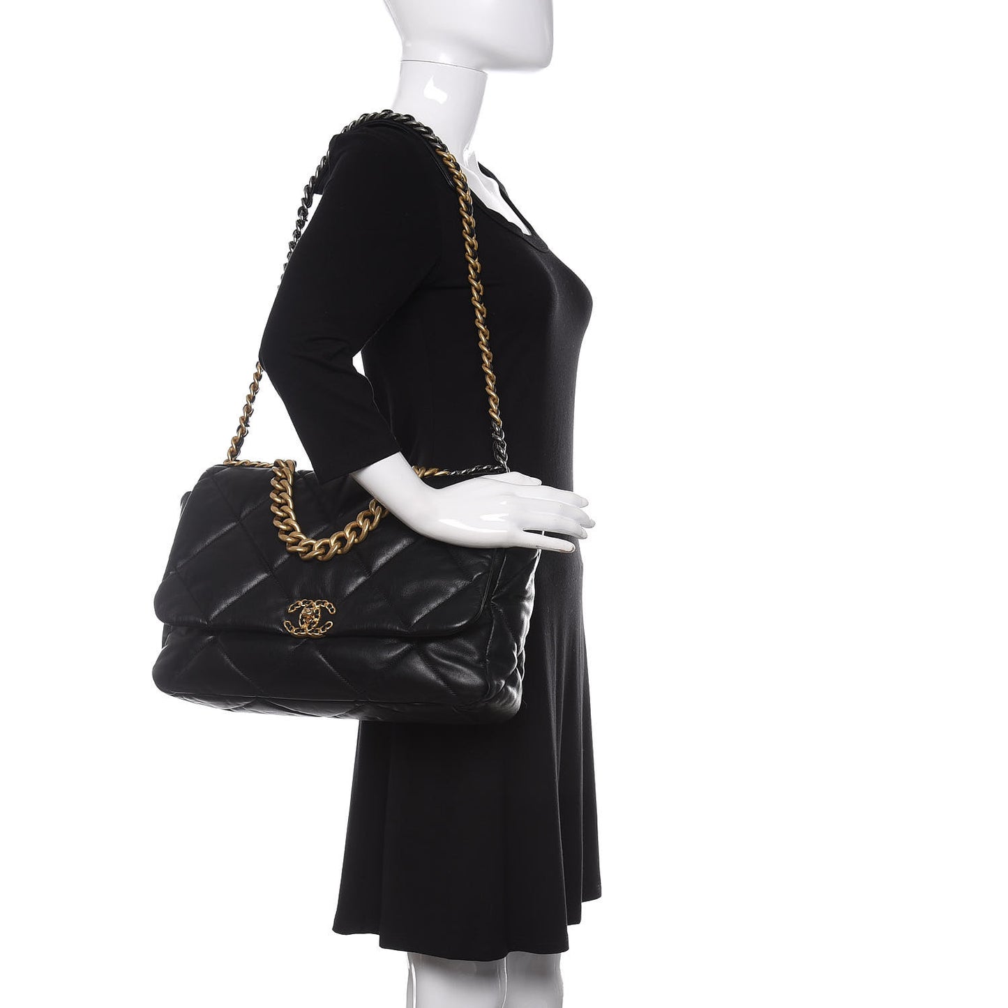 Goatskin Quilted Maxi 19 Flap Black