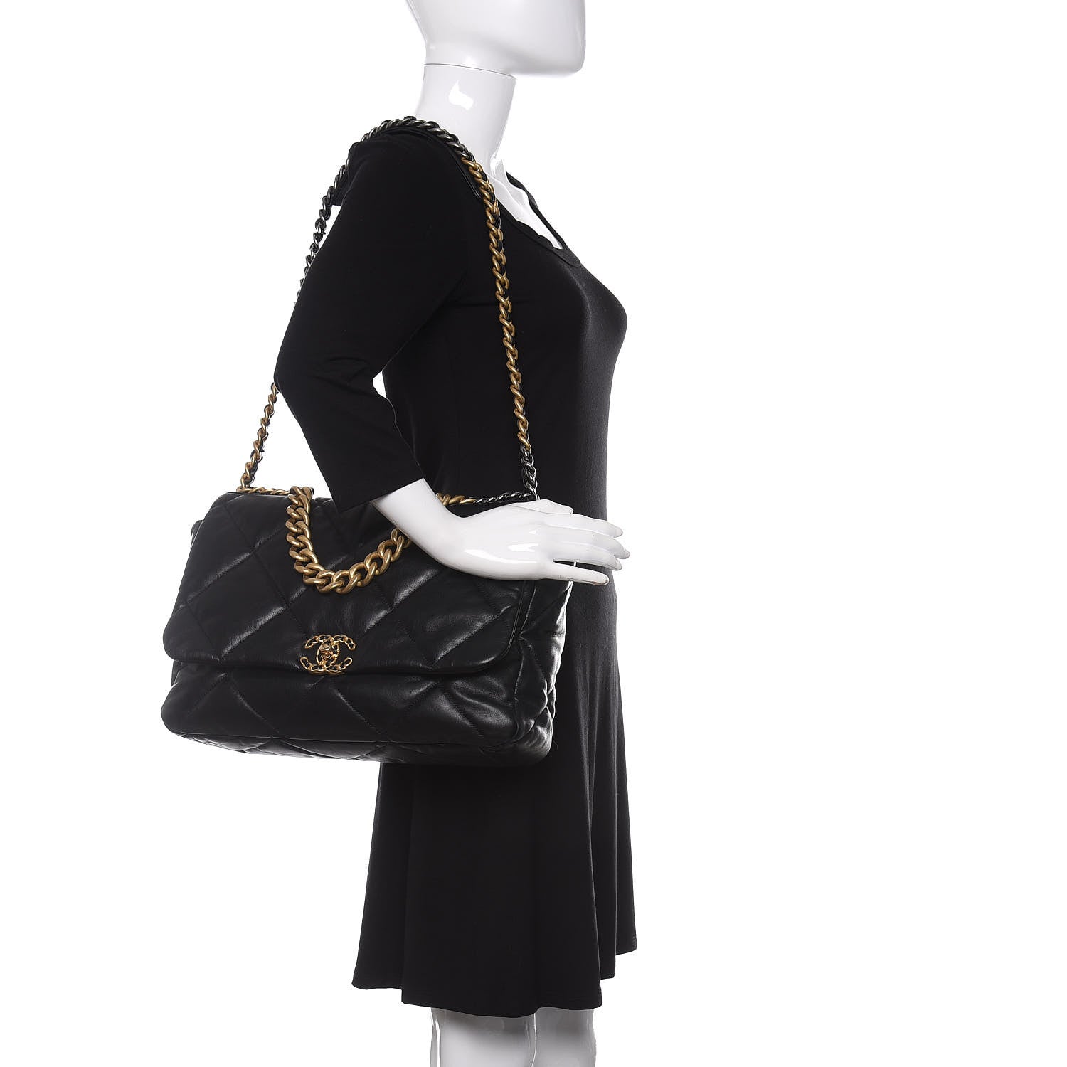 Chanel Goatskin Quilted Maxi 19 Flap Black 2 of 10