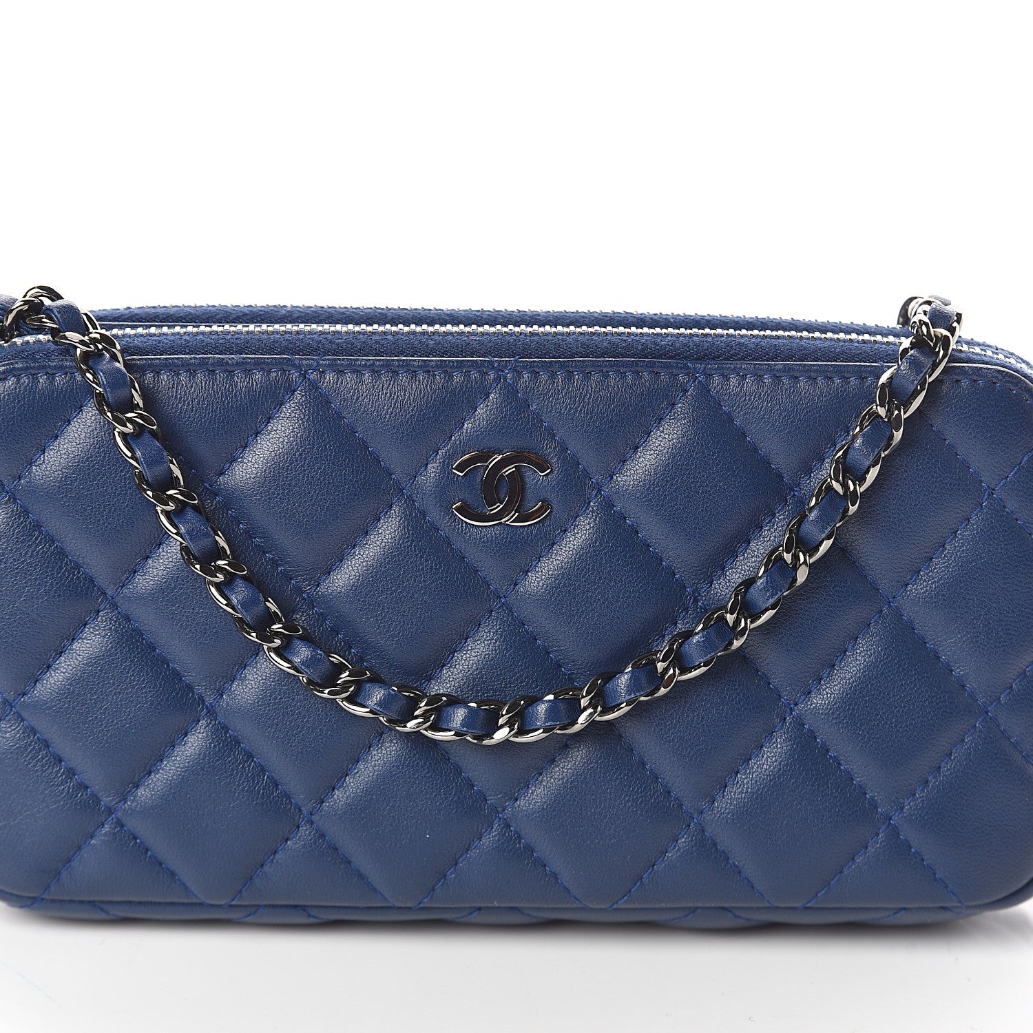 Chanel Lambskin Quilted Small Clutch With Chain Blue 8 of 8