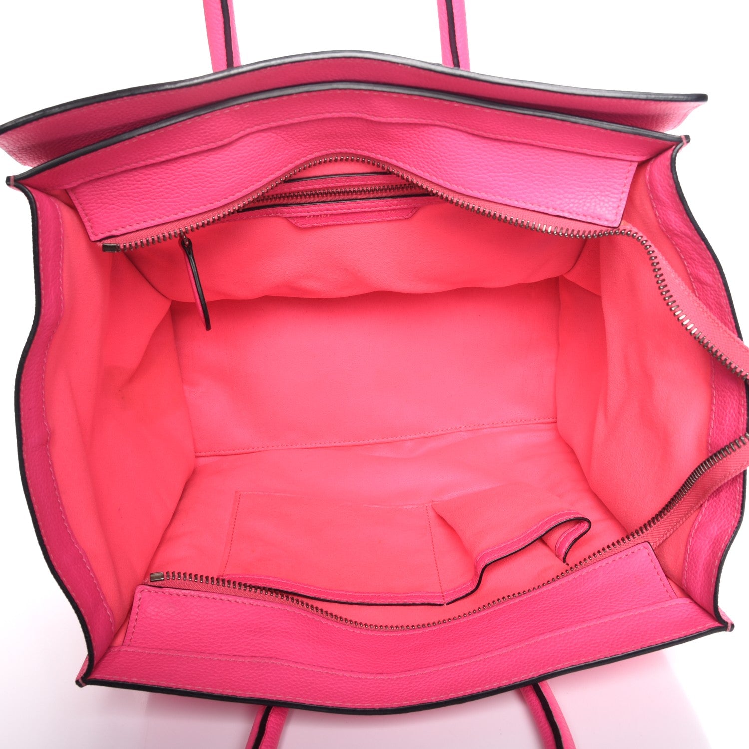 Celine Drummed Calfskin Mini Luggage Fluo Pink 5 of 7