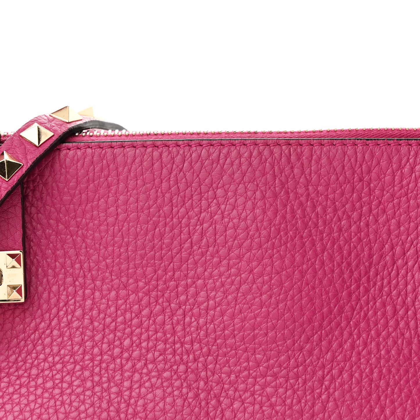 Pebbled Calfskin Small Rockstud Flip Lock Shoulder Bag Fuxia
