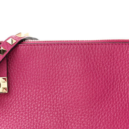 Valentino Garavani Pebbled Calfskin Small Rockstud Flip Lock Shoulder Bag Fuxia 7 of 9