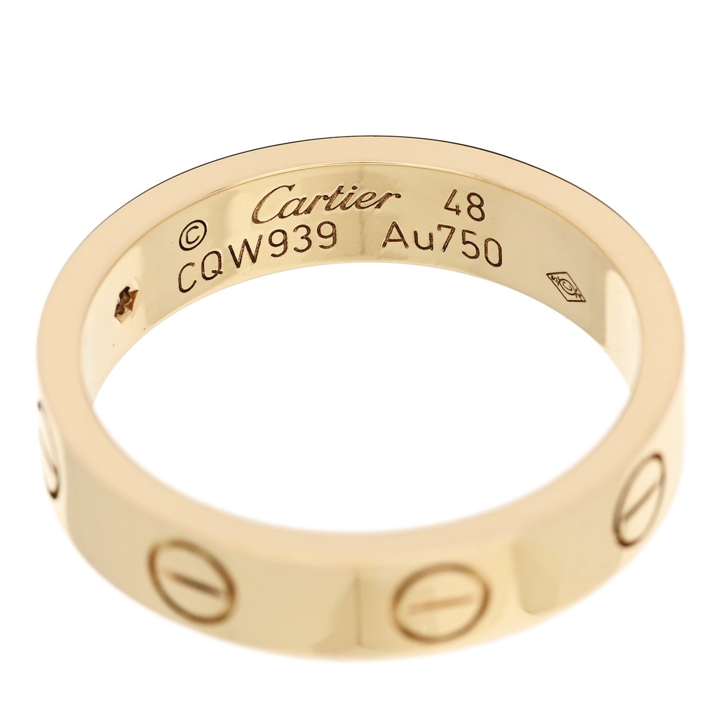 18K Yellow Gold Diamond 4mm LOVE Wedding Band Ring 48 4.5
