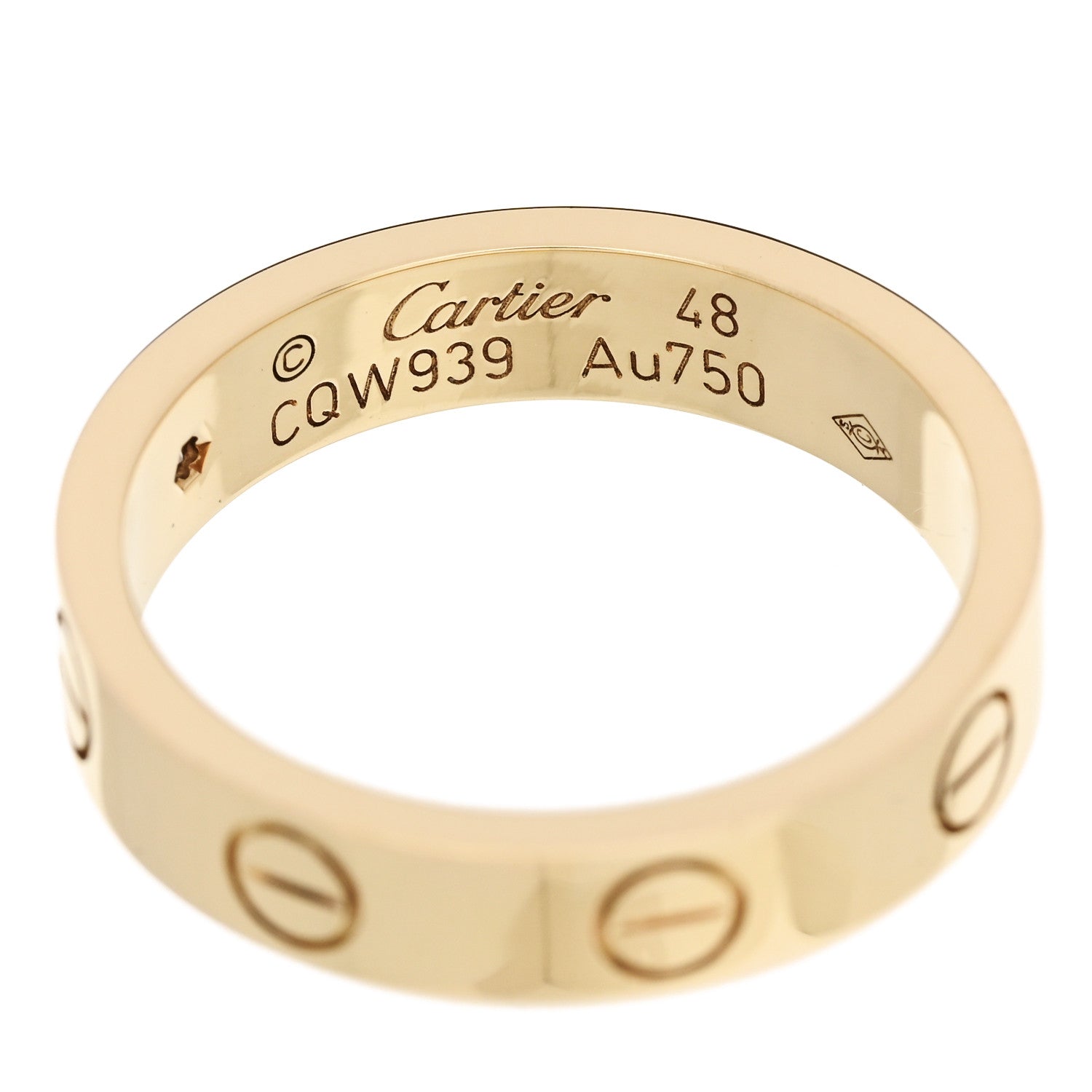 Cartier 18K Yellow Gold Diamond 4mm LOVE Wedding Band Ring 48 4.5 4 of 4