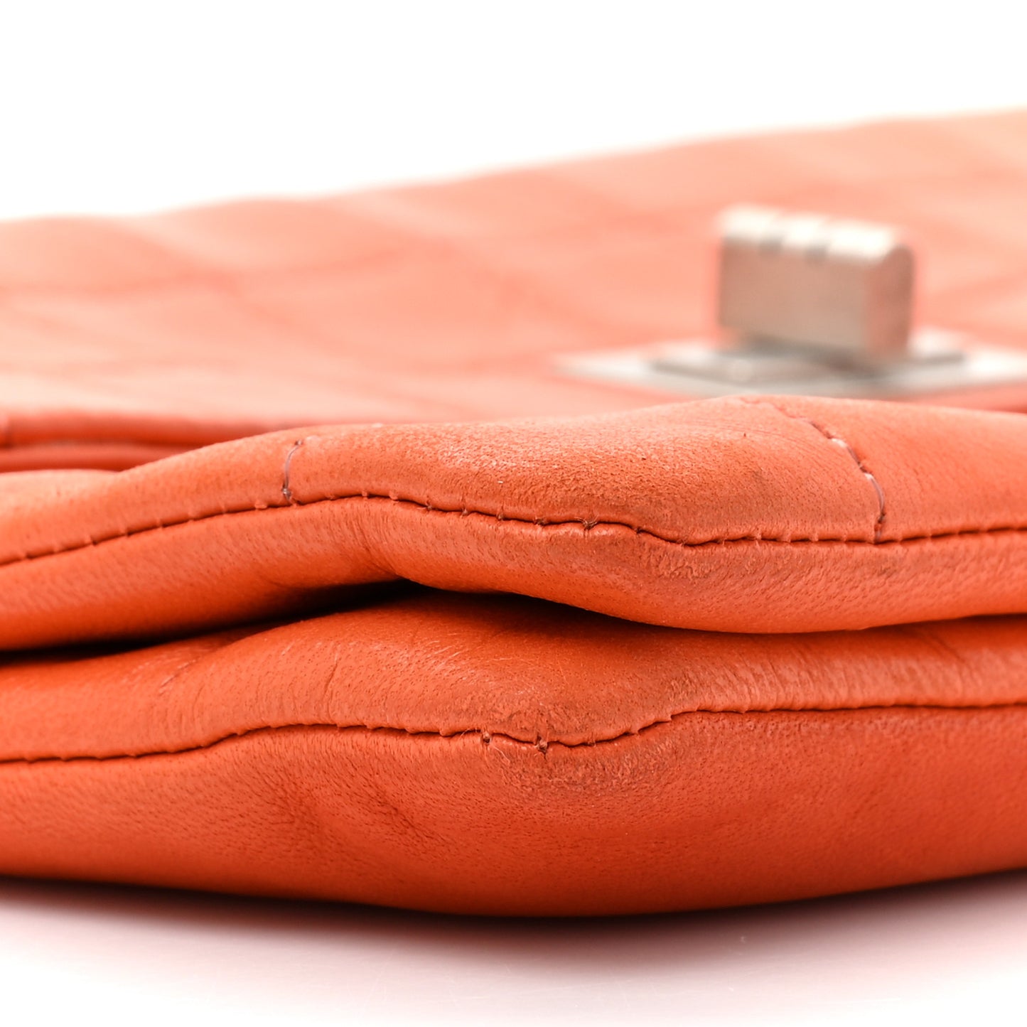 Lambskin Chocolate Bar Mademoiselle Flap Orange