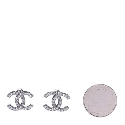 Chanel Crystal Darling Bows CC Earrings Silver 2 of 5