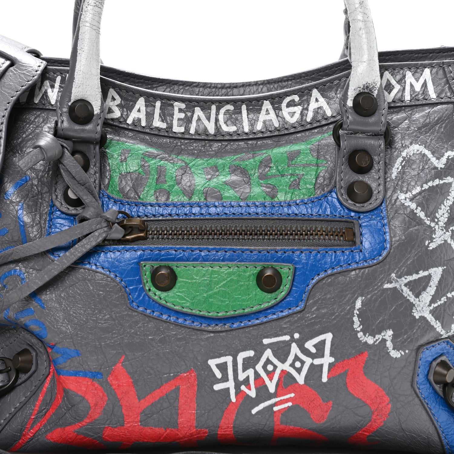 Balenciaga Agneau Graffiti All Over Classic Hardware S City Grey 9 of 11