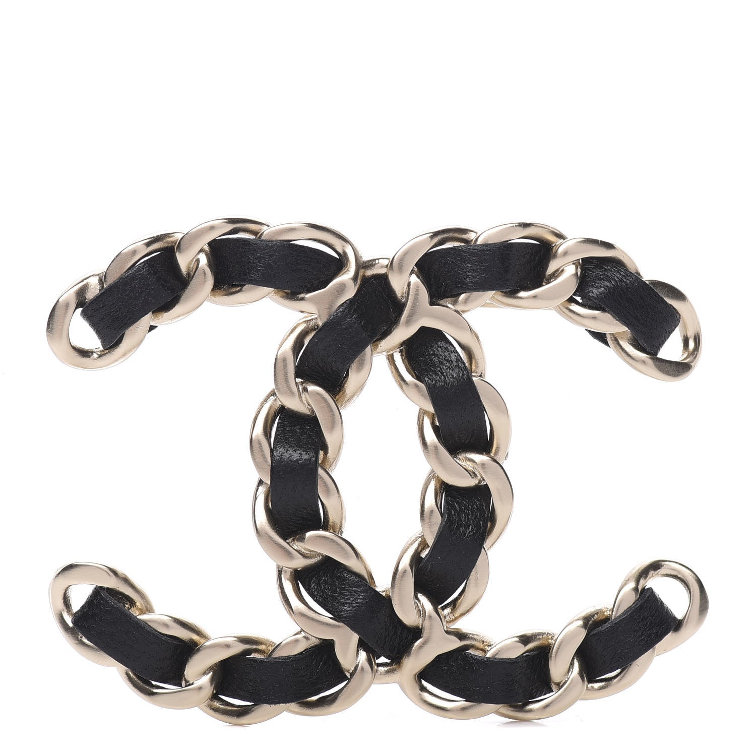 Chanel Lambskin Chain CC Brooch Black Gold 1 of 5